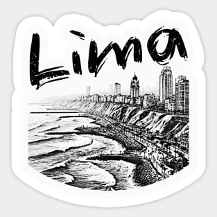 Lima Peru Artistic Monochrome Seascape Sticker